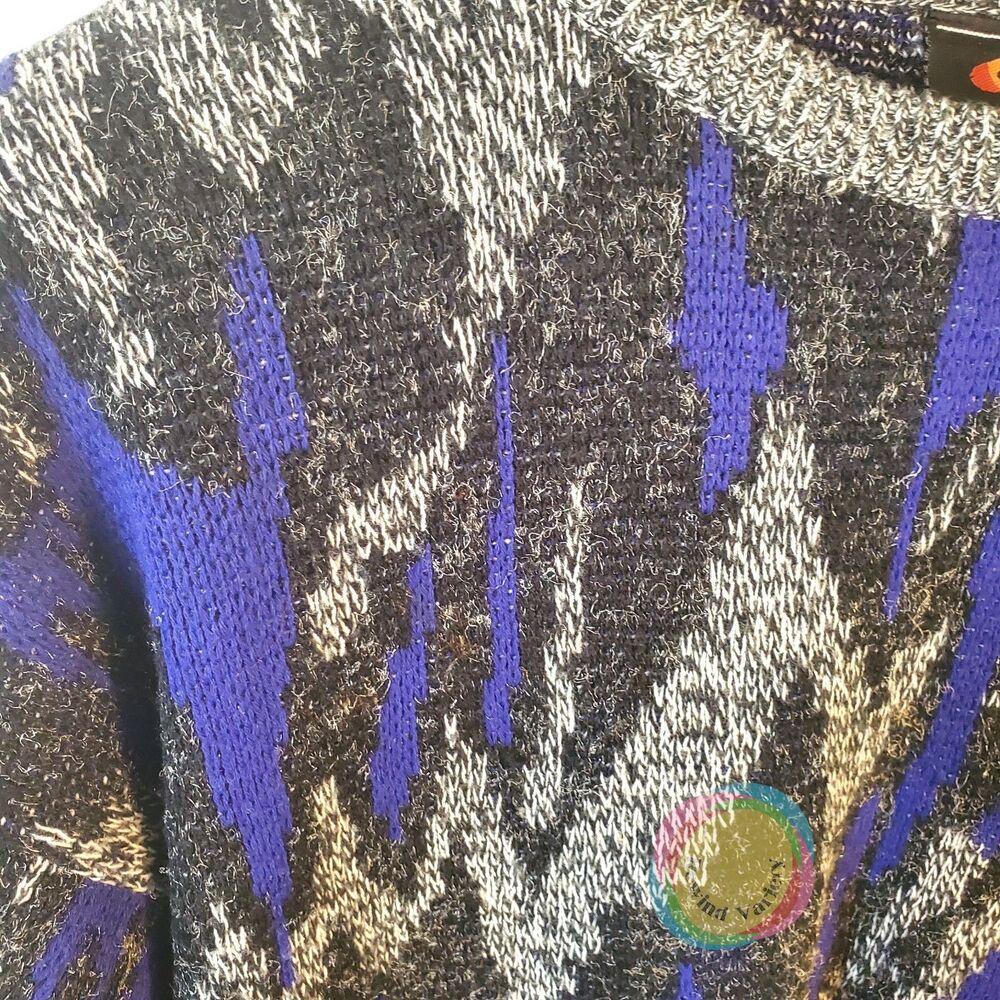 Vintage Spettro Geometric Knit Sweater Purple Men L - Picture 4 of 14
